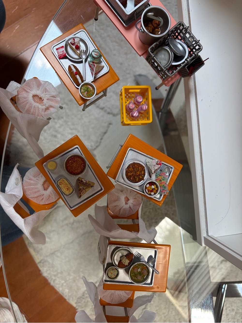 Miniature Dollhouse Orange Tray Meal Set - Decorative Play Food